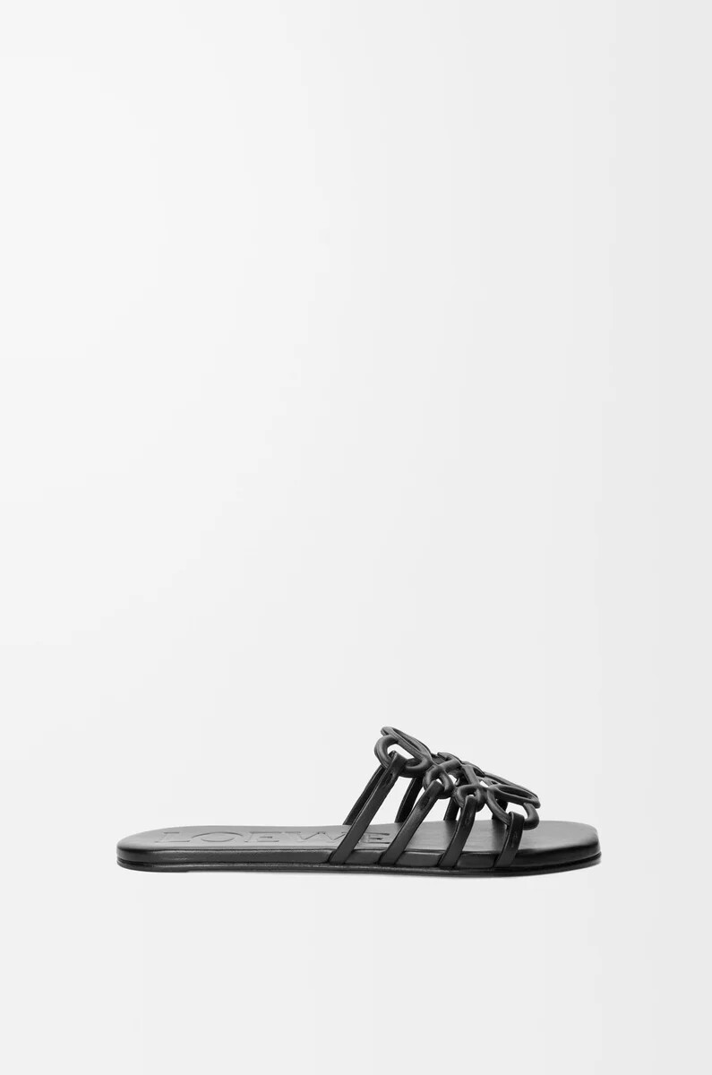 sandalias petal anagram en suave piel de becerro negra
