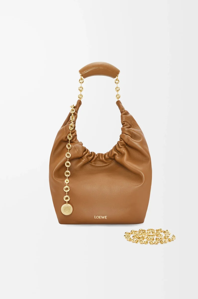 bolso pequeño de piel de cordero napa suave color roble