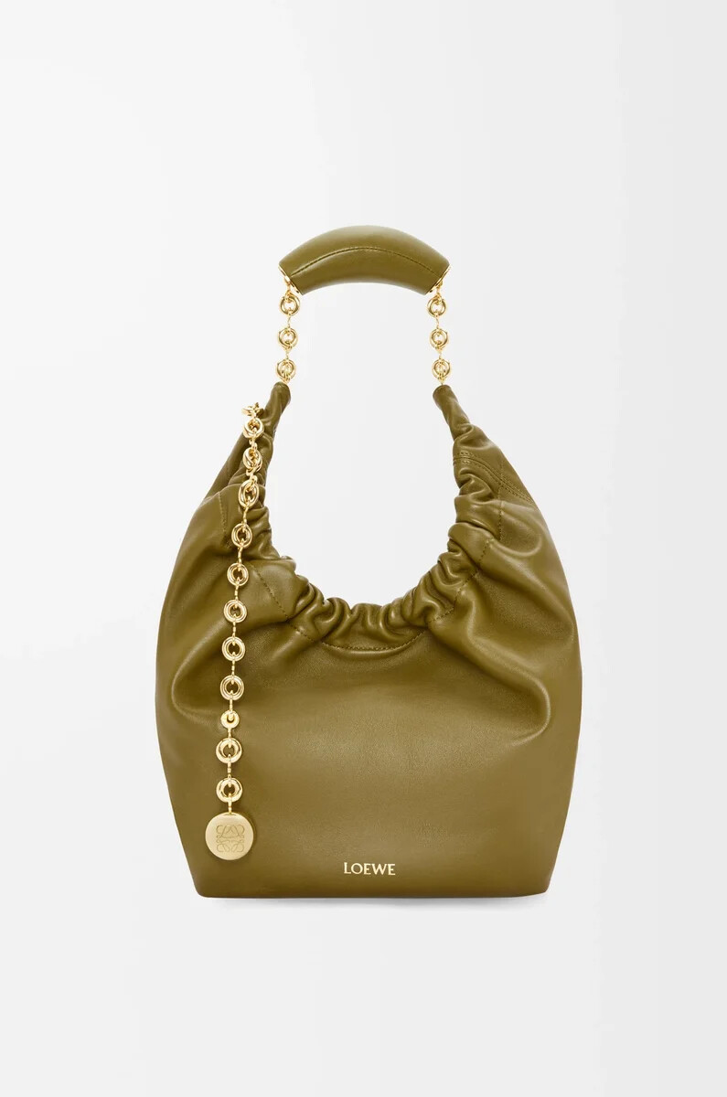 bolso pequeño de piel de cordero napa suave color oliva