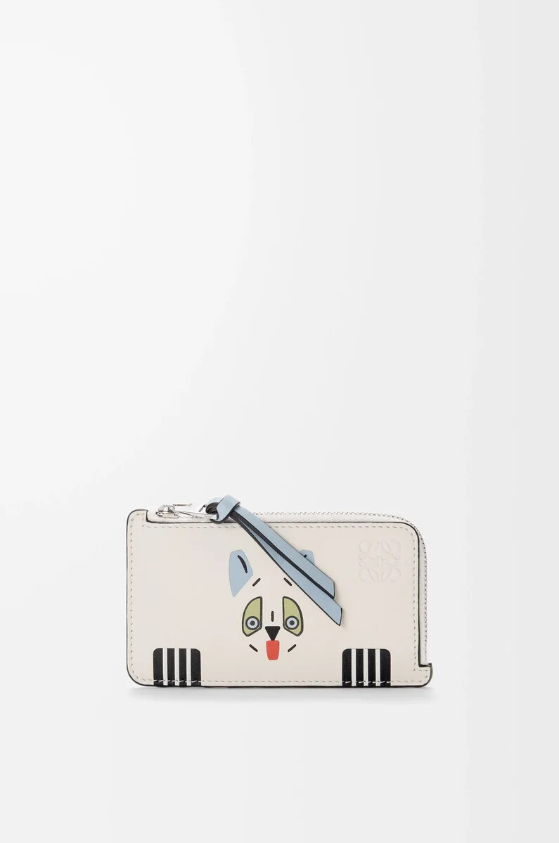 tarjetero futurist cat en piel de becerro clásica soft white