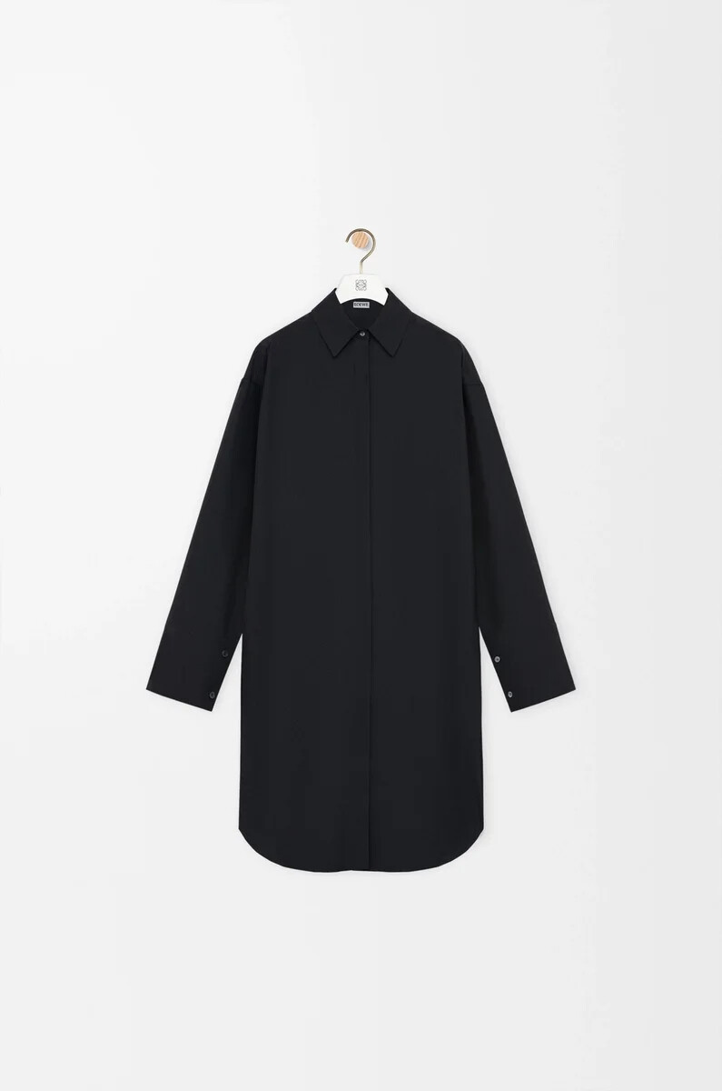 vestido camisero de seda negro