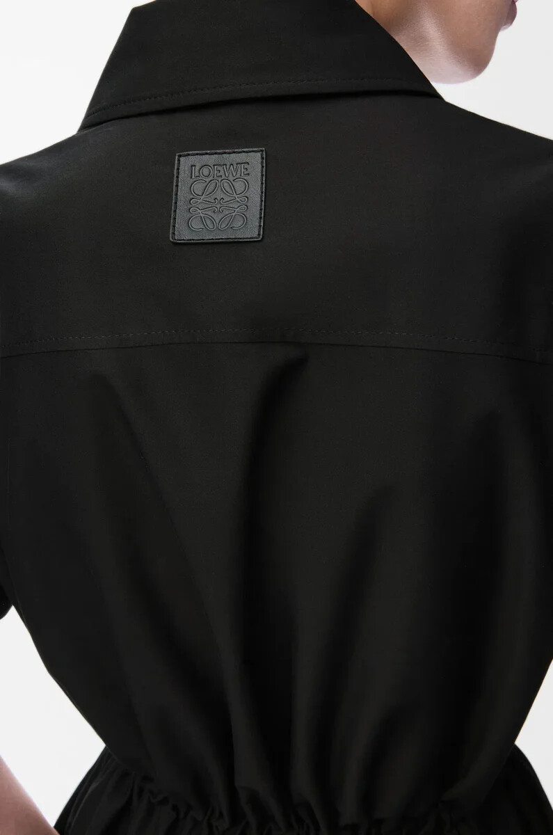 vestido de manga corta en algodón y seda negro