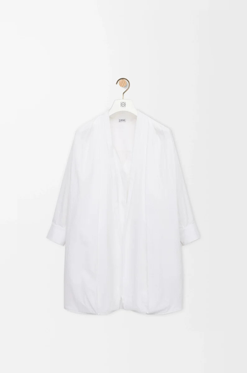 vestido drapeado en algodón blanco