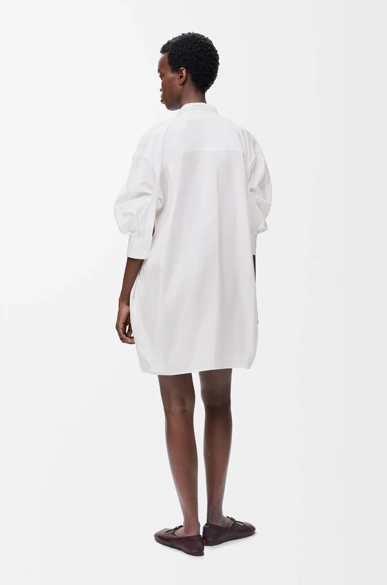 vestido drapeado en algodón blanco