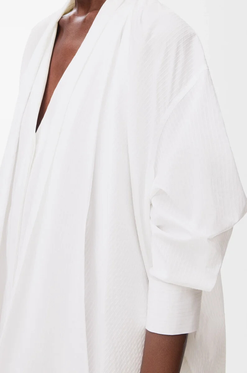 vestido drapeado en algodón blanco