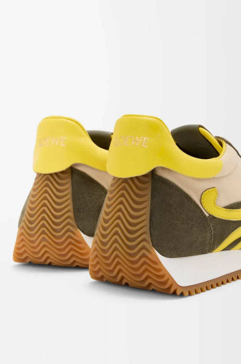 flow runner 2.0 en nailon y ante color cremaamarilloverde oliva